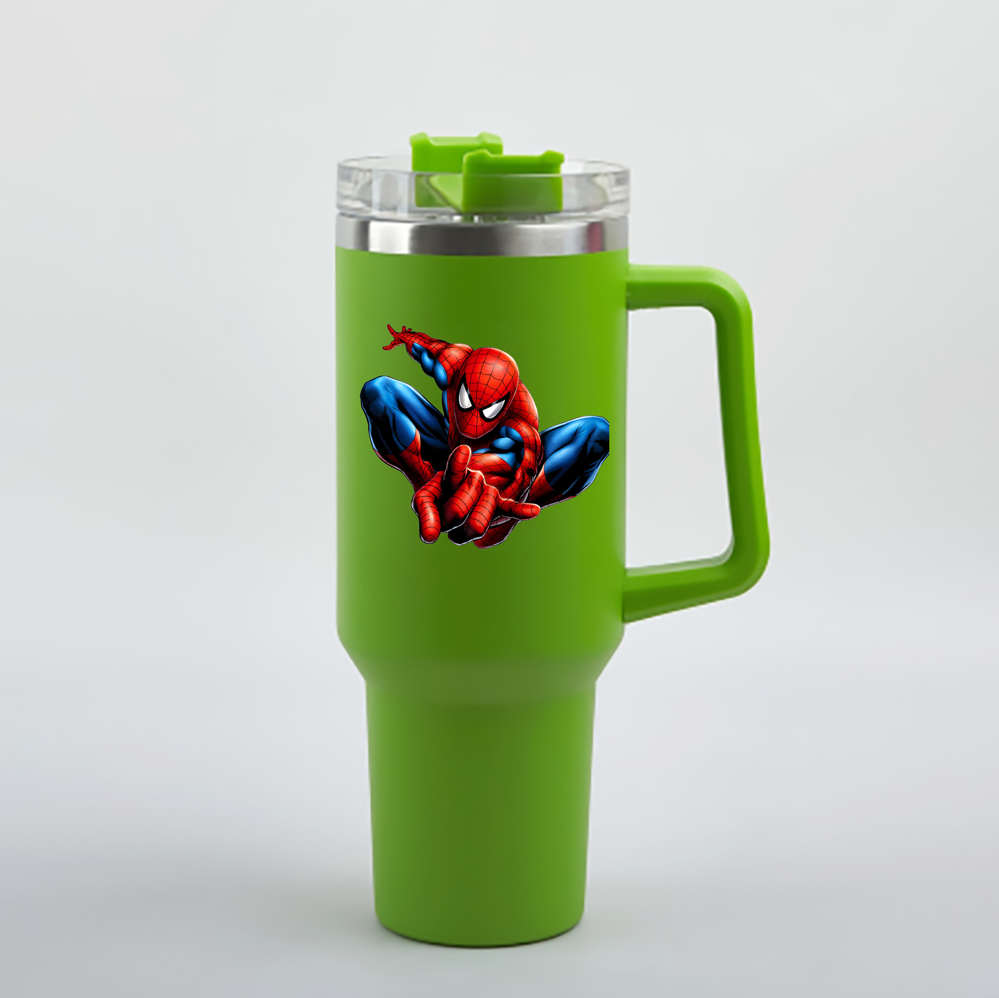 （画像用） Spider Man スパイダーマン 1200mL車用タンブラー - クリスタルステッカー（プラスチックストロー付き）